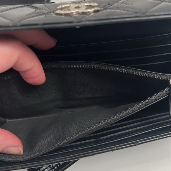 CHANEL BLACK PATENT LONG WALLET With authenticity card and Poshmark COA - Picture 8 of 11